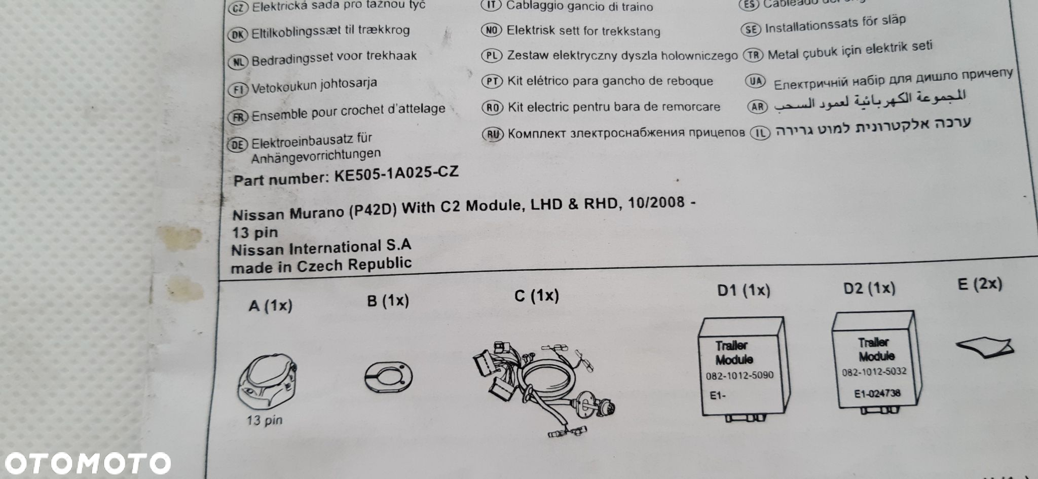 NISSAN MURANO WIĄZKA INSTALACJA HAKA HOLONICZEGO KE505-1A025-CZ - 7