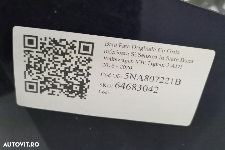 Bara Fata Volkswagen VW Tiguan 2 AD1 2016 2017 2018 2019 2020 R Line O - 8