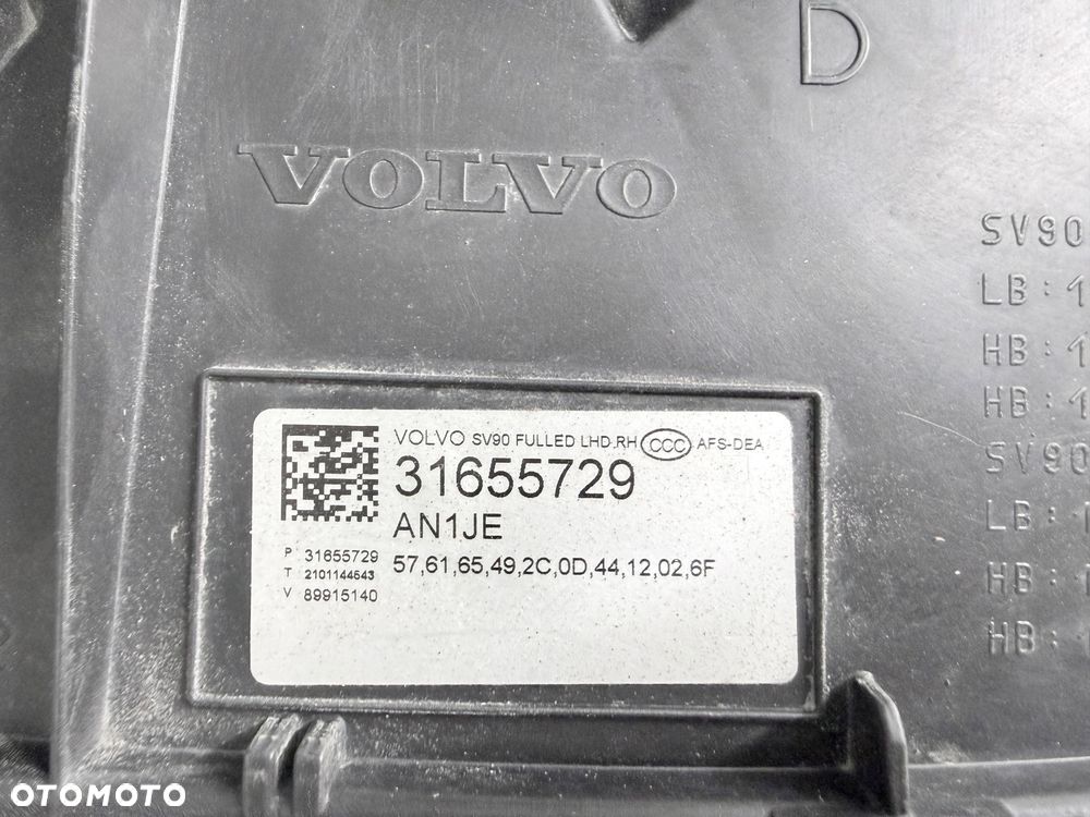 Lampa przednia prawa Volvo S90, V90 31655729 - 4
