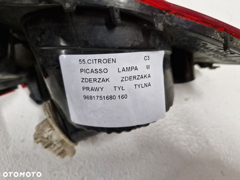 CITROEN C3 PICASSO LAMPA W ZDERZAK PRAWY TYŁ TYLNA 9681751680 - 5