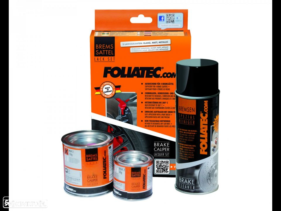 Tinta alta temperatura Foliatec de cor Vermelho Brilhante para bombas / pinças de travão, kit 3 c. - 18