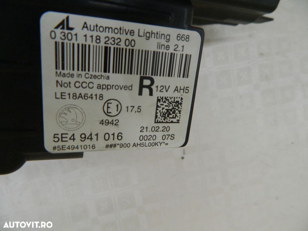 Far dreapta Skoda Octavia 4 Full LED, 2020, 2021, 2022, 2023, cod origine 5E4941016. - 5