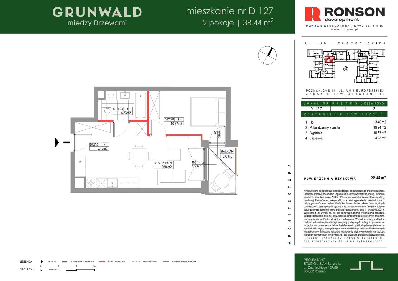 2-pokojowe mieszkanie 38m2 + balkon Bezpośrednio - Pełny obrazek: 2/11