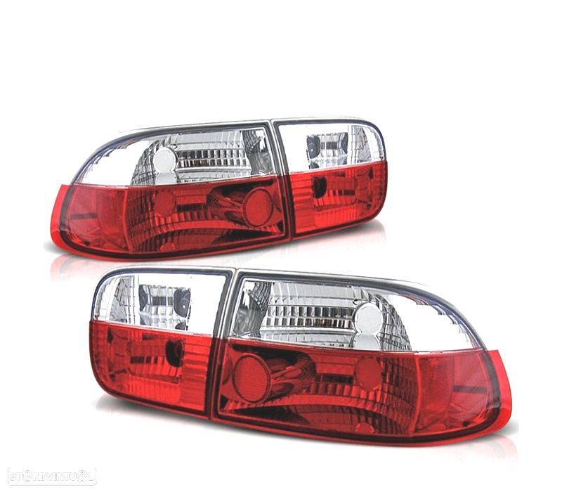 FAROLINS HONDA CIVIC 91-95 VERMELHO BRANCO - 1