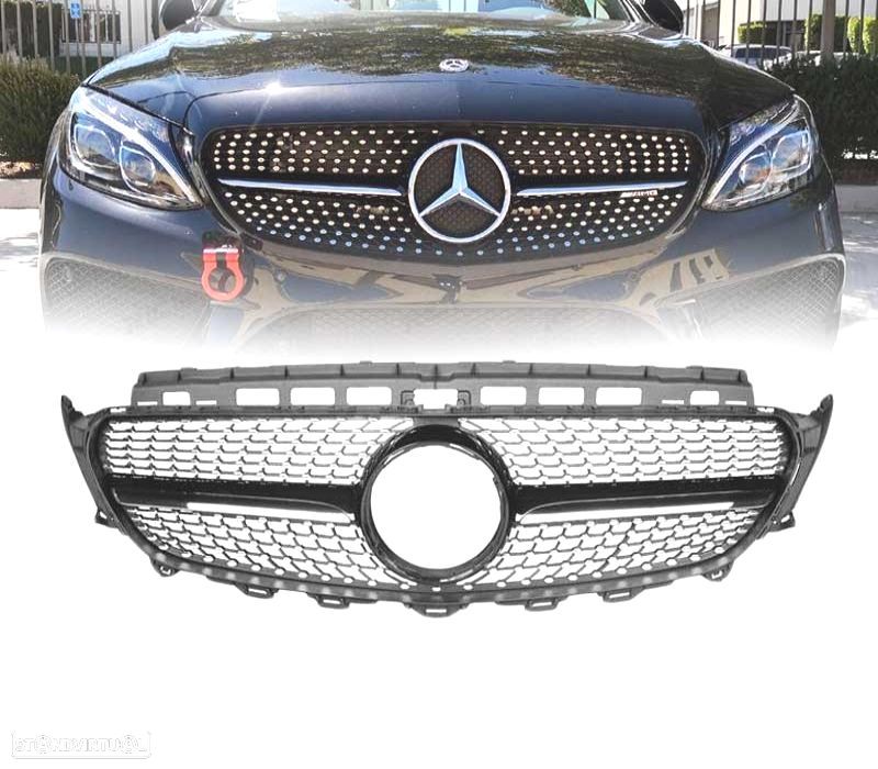 GRELHA FRONTAL MERCEDES CLASE E W213 17-20 LOOK AMG DIAMOND PRETO - 1