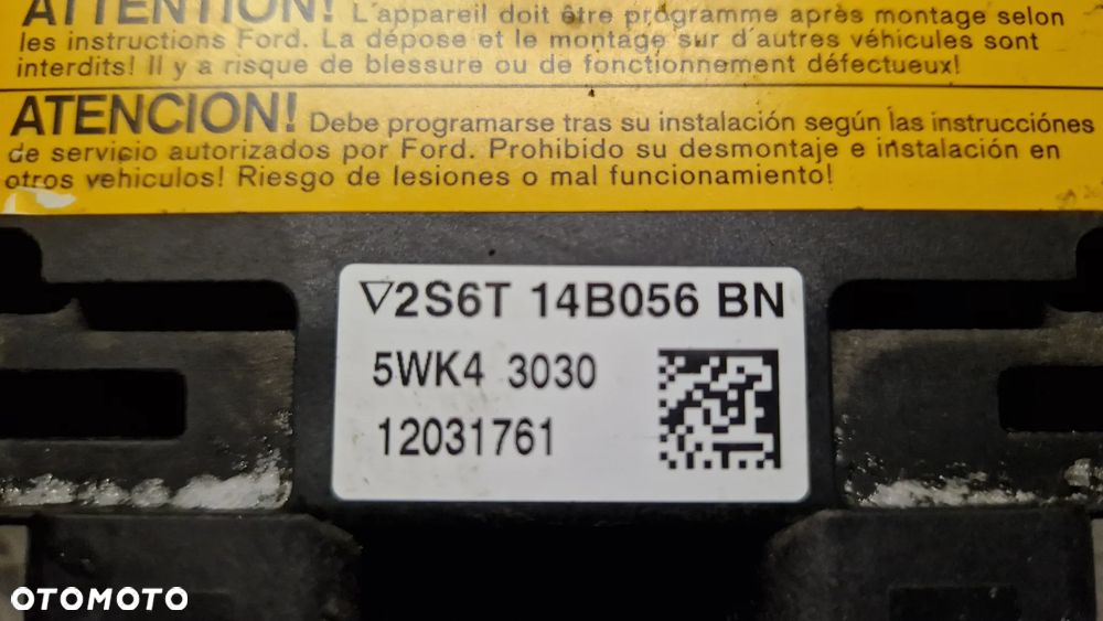 FORD FIESTA MK VI MODUŁ PODUSZEK POWIETRZNYCH 2S6T14B056BN - 2