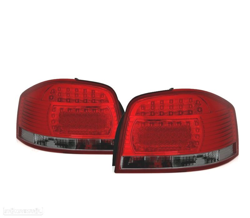 FAROLINS TRASEIROS LED AUDI A3 8P 03-08 VERMELHO ESCURECIDO