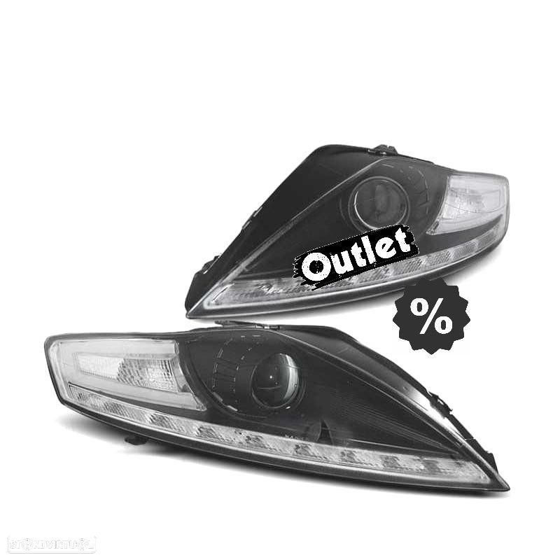 R014058C1 FARÓIS OPTICAS FORD MONDEO 07-10 LUZ DIURNA LED FUNDO PRETO - 1