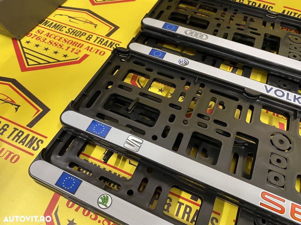 Set 2 suporti numar numere inmatriculare Audi Skoda Seat Vw Volkswagen - 3