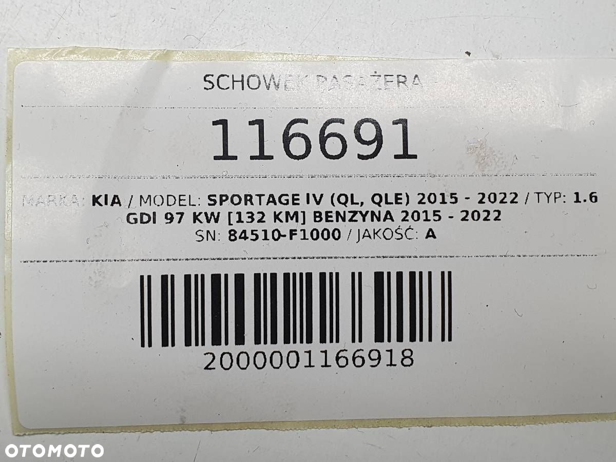 SCHOWEK PASAŻERA KIA SPORTAGE IV EUROPA CZARNY DESKI 2016 - 7