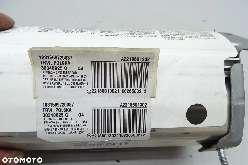 MERCEDES S KLASA W221 Poduszka Powietrzna Przednia Przód Pasażer AIRBAG 2218601302 - 3