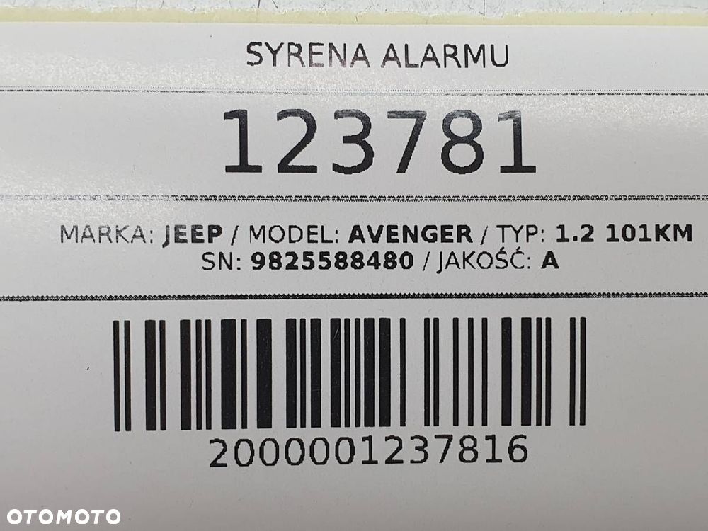SYRENA GŁOŚNIK KLAKSON ALARMU 9809260680 JEEP AVENGER MOKKA B - 6