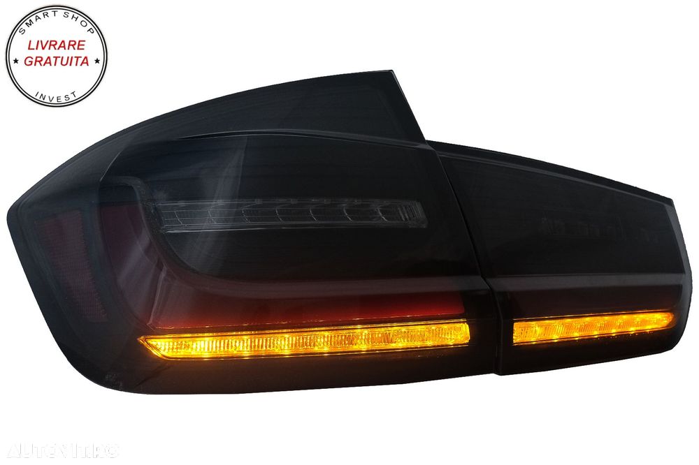 Stopuri LED BAR BMW Seria 3 F30 (2011-2019) Negru Fumuriu LCI Design cu Semnal Din- livrare gratuita - 9