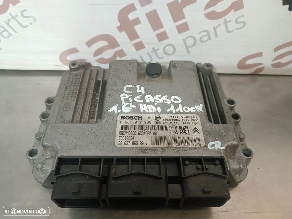 UNIDADE / CENTRALINA DO MOTOR CITROEN C4 PICASSO 1.6HDI REF. 0281012980 9663786980 - 1