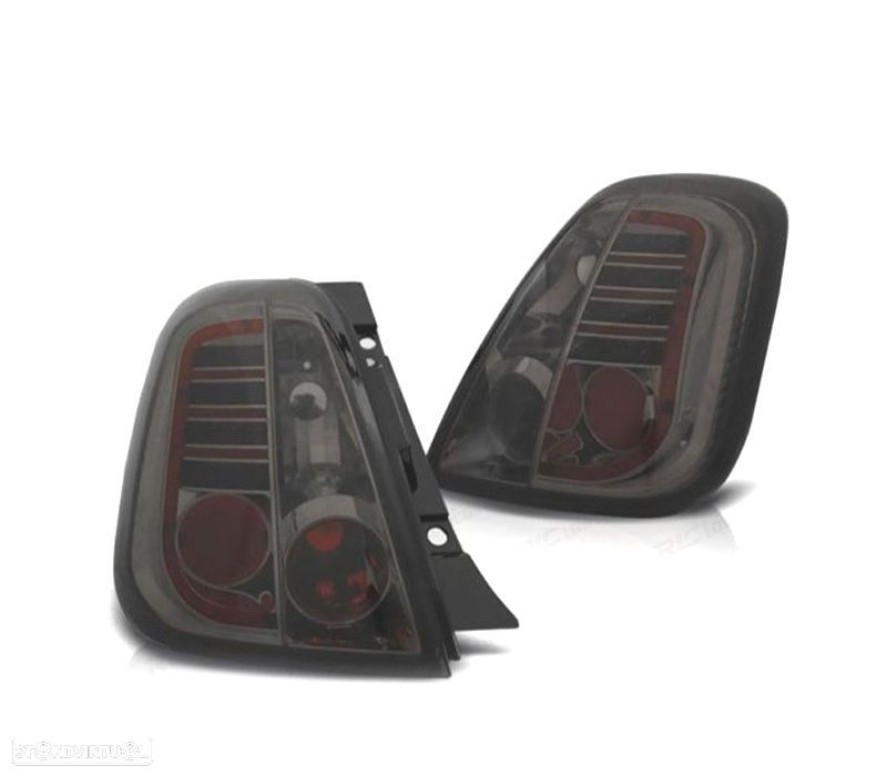 FAROLINS TRASEIROS FIAT 500 07-15 LED FUNDO CROMADO FUMADO - 1