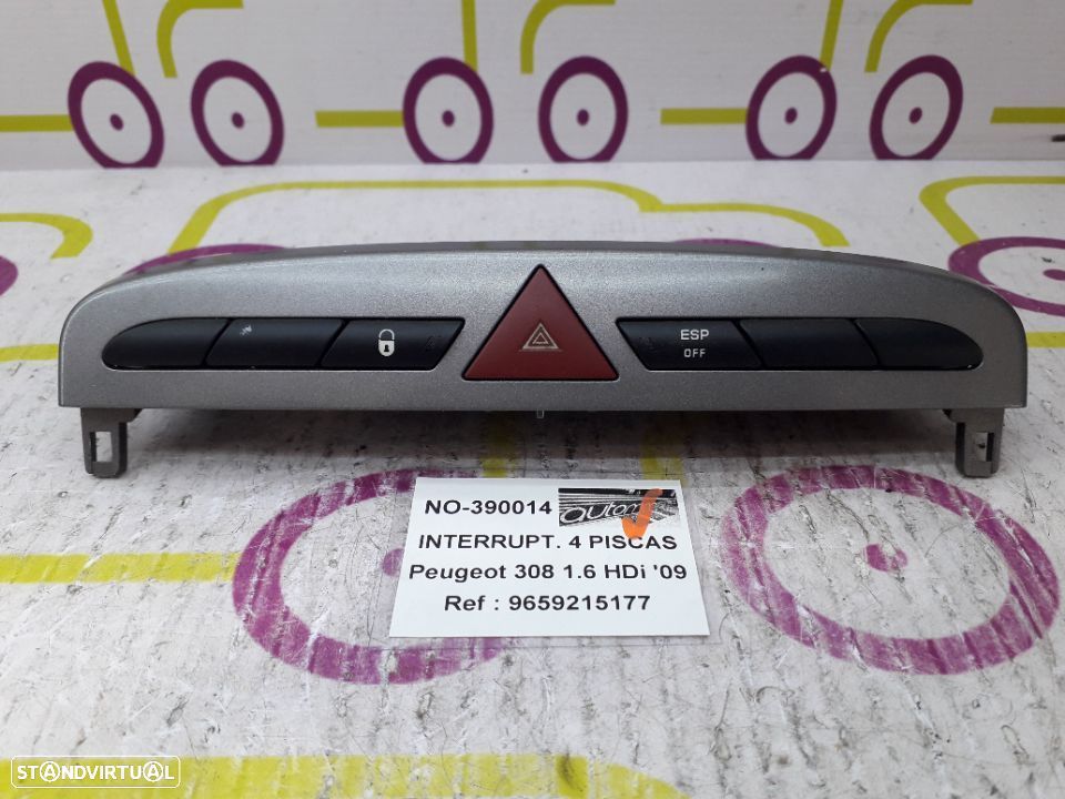 Interruptor 4 Piscas Peugeot 308 1.6 HDi 109Cv de 2009 - Ref: 9659215177 - NO390014 - 1
