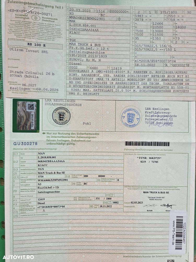 MAN TGX 18.510, 2023,126.353, AUTOMATA+RETARDER, 2 paturi, Cab inalta si lata cu SPOILERE, KIT BASCULARE, FRIGIDER, rulata in GERMANIA, Carte Identitate RAR, rezervor 600l aluminiu, volan piele, CA NOU, posibilitate leasing 4 ani-PROMOTIE 66.900 EUR+Tva - 35