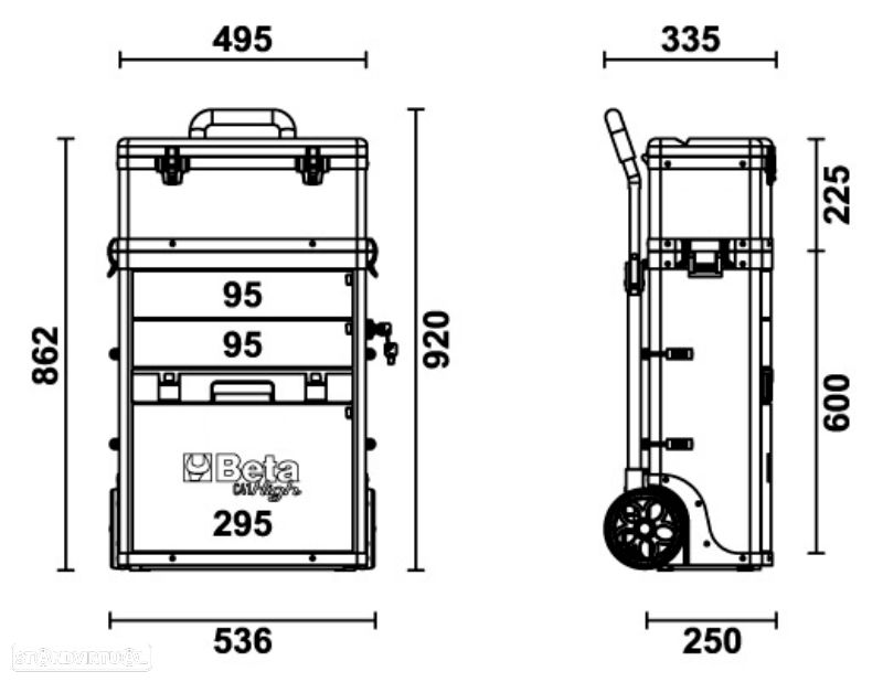 beta two module tool trolley ral9005 black 51200002 - 2