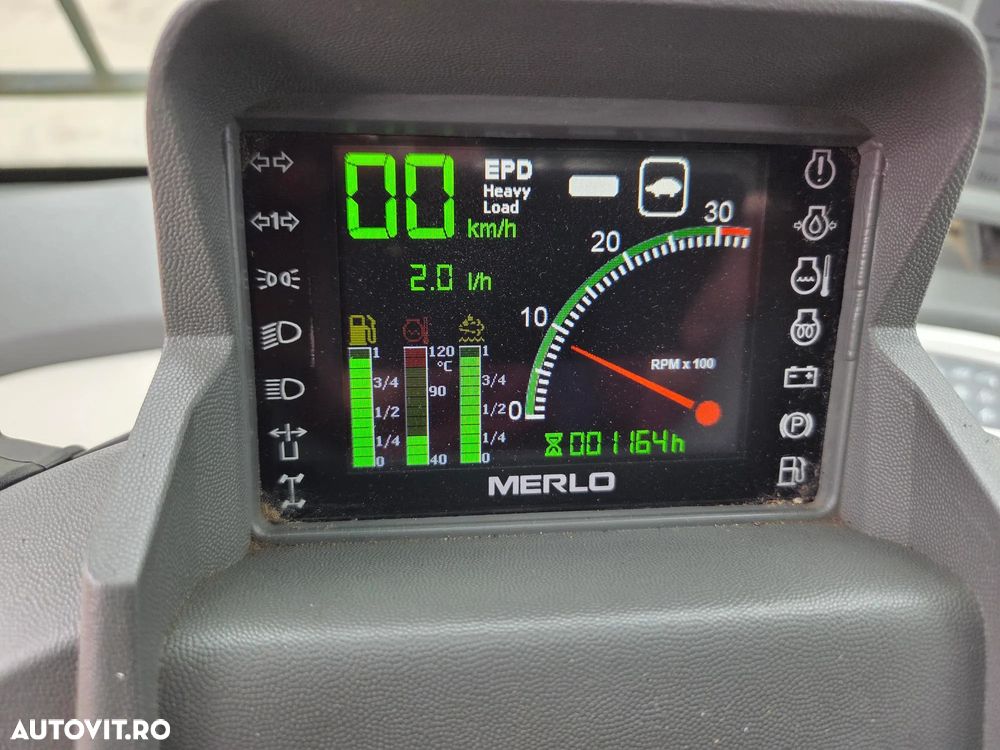 Merlo CA SI O MACARA de 12t, P120.10, ridica 12t la 5m si 7t la 10m, 1.164h, 2018, furci, cupa 3,5mc, Masa operational 15,6t, sistem protectie cu 3 camere/parte, protectie cabina, Aer cond, cilindri de MACARA, posibil leasing 2 ani, PROMOTIE 93.900 EUR+Tva - 35