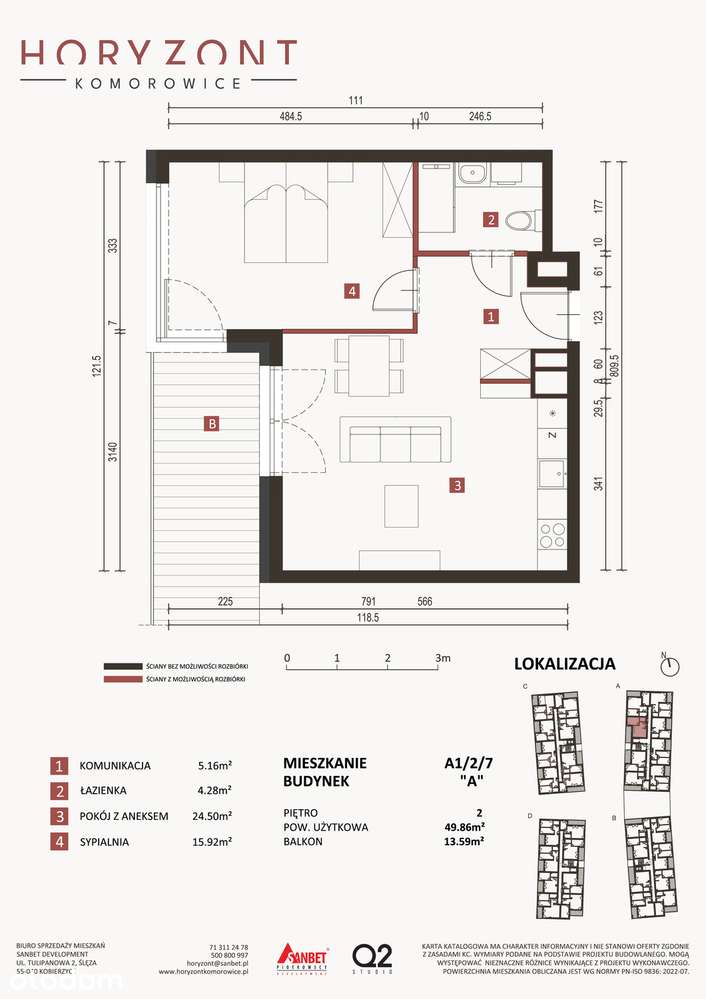 Mieszkanie na sprzedaż, 2 pokoje, 50 m², Komorowice