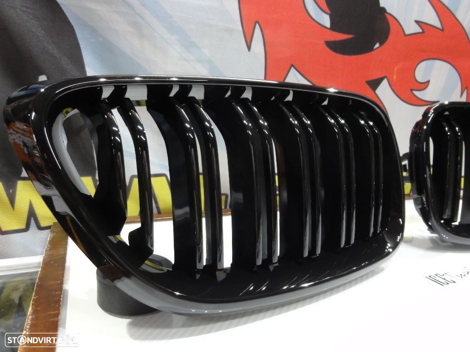 Grelha frontal em plástico ABS para BMW F22 / F23 M2 look / dupla lâmina em preto piano brilhante - 3