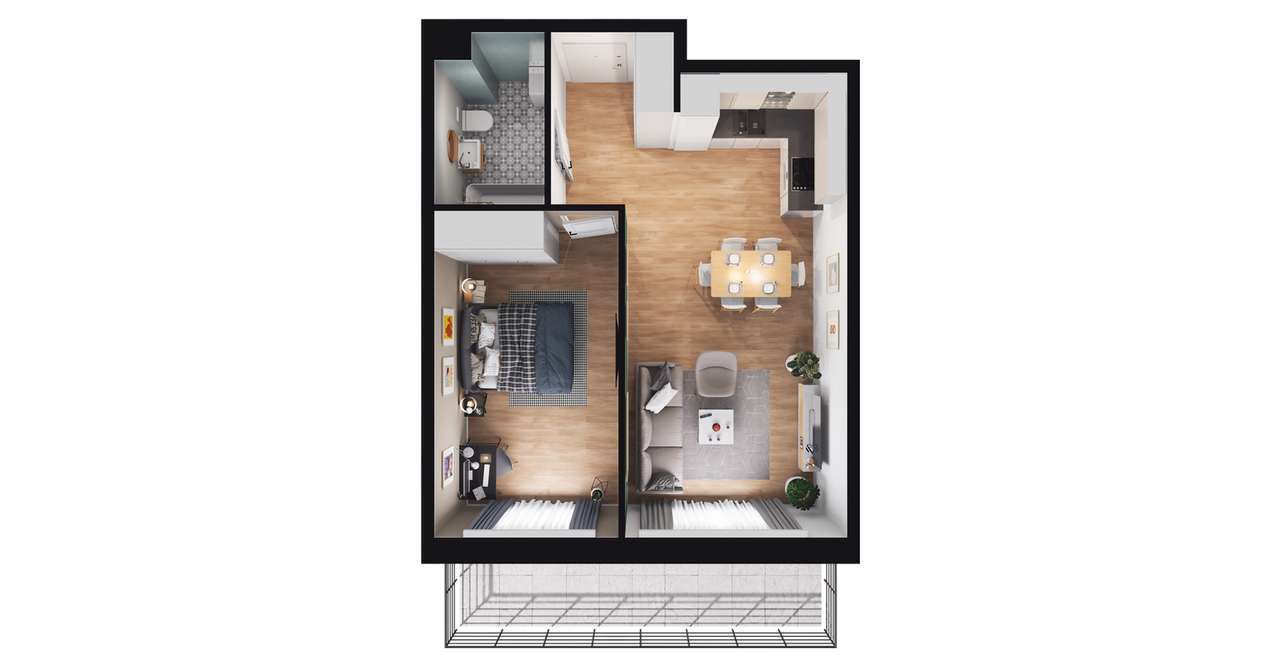 2-pokojowe mieszkanie 44m2 + balkon Bezpośrednio - Pełny obrazek: 2/23