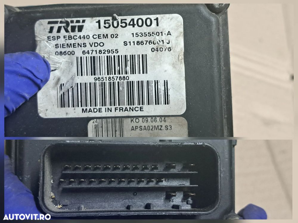 Modul unitate pompa ABS ESP TRW originala Peugeot 407 2004-2010, 207 CC - 2