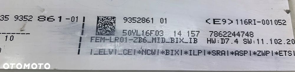 M6 BMW 5 M5 F90 MODUŁ STEROWNIK FEM BDC 9352861 - 3