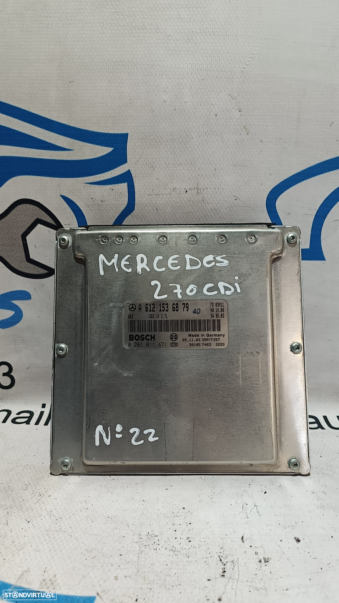 CENTRALINA ECU MOTOR MERCEDES BENZ CLASS CLK C209 W209 270 CDI 20V 170CV OM612967 612967 A6121536879 6121536879 0281011471 - 3