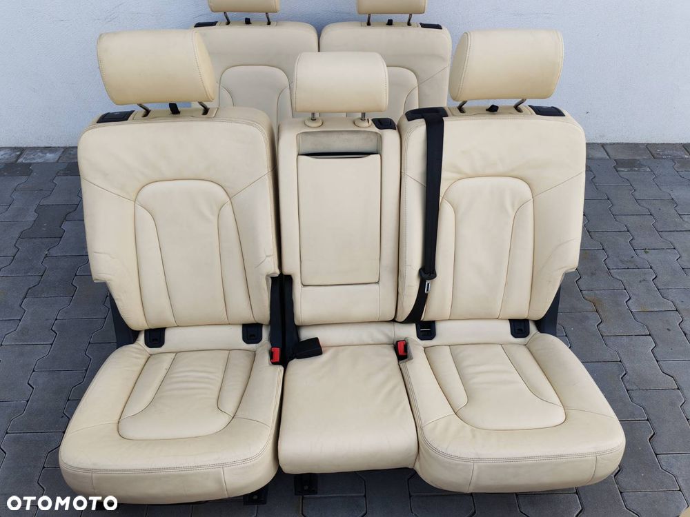 AUDI Q7 4L 05-15R FOTELE PRZOD KANAPA TYL DRUGI I TRZECI RZAD S-LINE JASNA BEZOWA SKORA 7 OSOB KOMPLET - 8