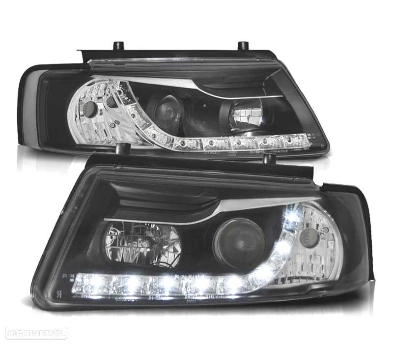 FARÓIS VOLKSWAGEN VW PASSAT B5 96-00 LUZ DIURNA FUNDO PRETO - 1