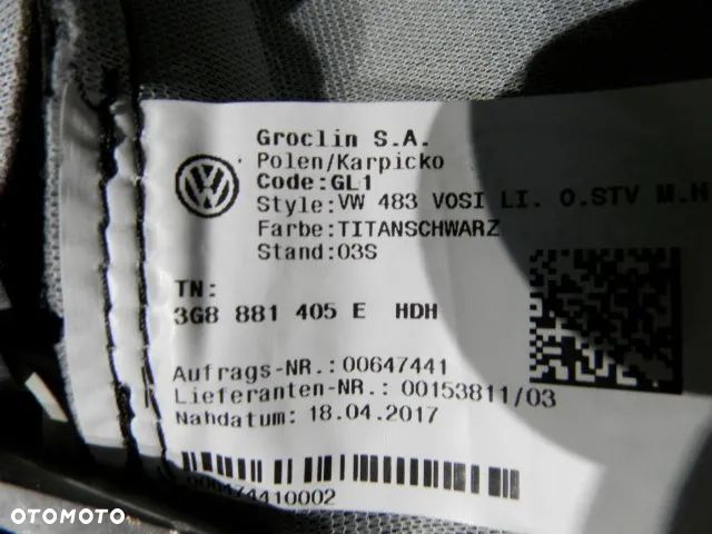FOTEL FOTELE KANAPA SIEDZISKO PRZEDNIE BEZ PODNÓŻKA  Z MATA LEWE PRAWE POSZYCIE TAPICERKA TITANSCHWARZ HDH VOLKSWAGEN ARTEON 3G8 ORYGINAŁ - 7