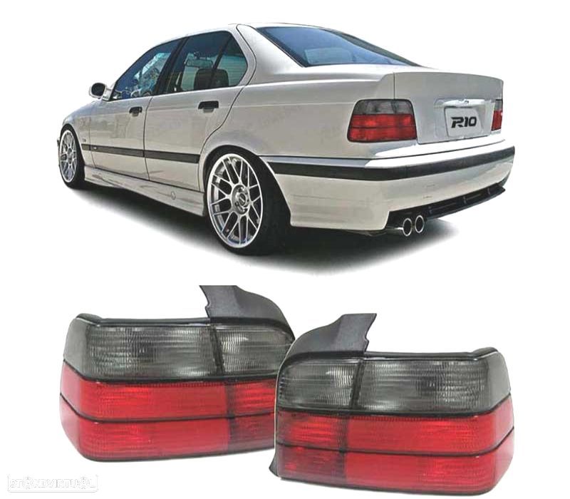 FAROLINS TRASEIROS BMW E36 LOOK M3 ESCURECIDO VERMELHO SEDAN 90-97 - 1