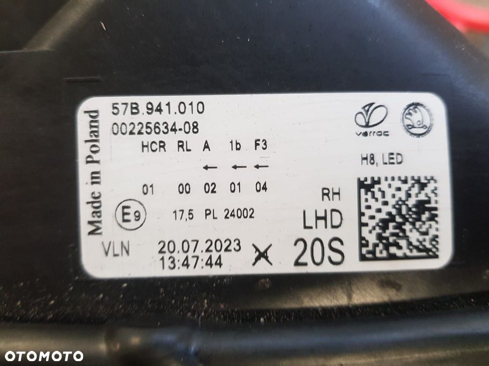 MODUŁ LAMPY LED JEŻ SKODA KAROQ LIFT 22-24 PRAWY PRAWA 00224257 57B941010 - 6