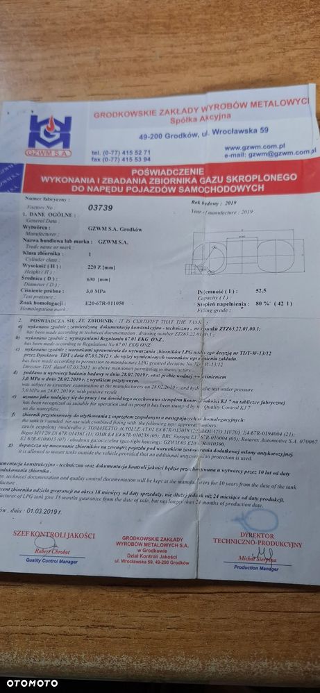 Zbiornik lpg 52,5 l Chrysler Voyager  podwieszana - 5