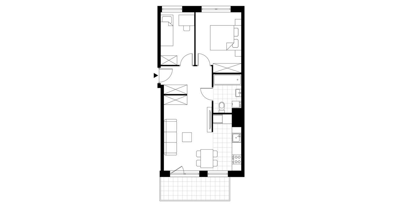 3-pokojowe mieszkanie 50m2 + loggia Bezpośrednio - Pełny obrazek: 2/14