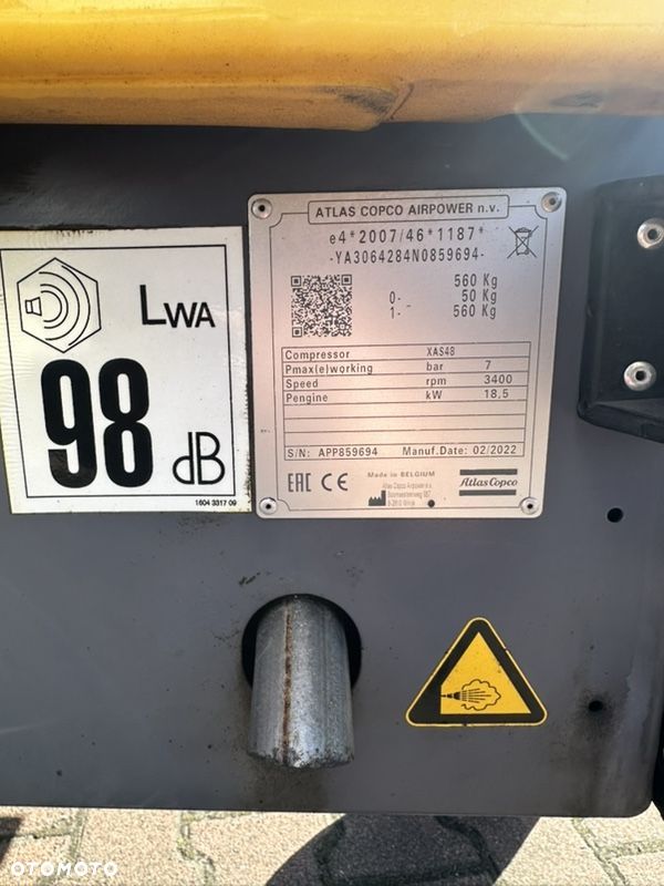 Atlas Copco XAS48 KOMPRESOR Sprezarka srubowa jak nowa - 8