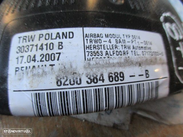 Airbag Banco 8200384689B RENAULT TWINGO 2 FASE 1 2007 1.2I 75CV 3P PRETO FRT DRT - 4