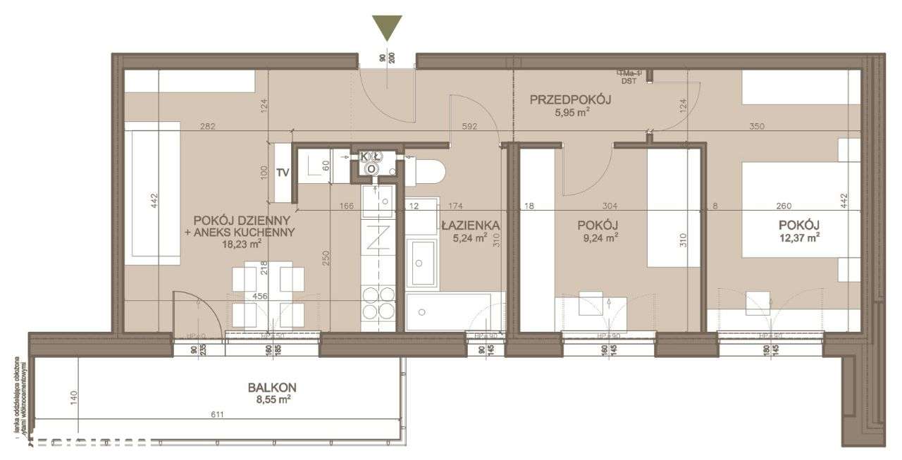 3-pokojowe mieszkanie 51,03 m2 + balkon