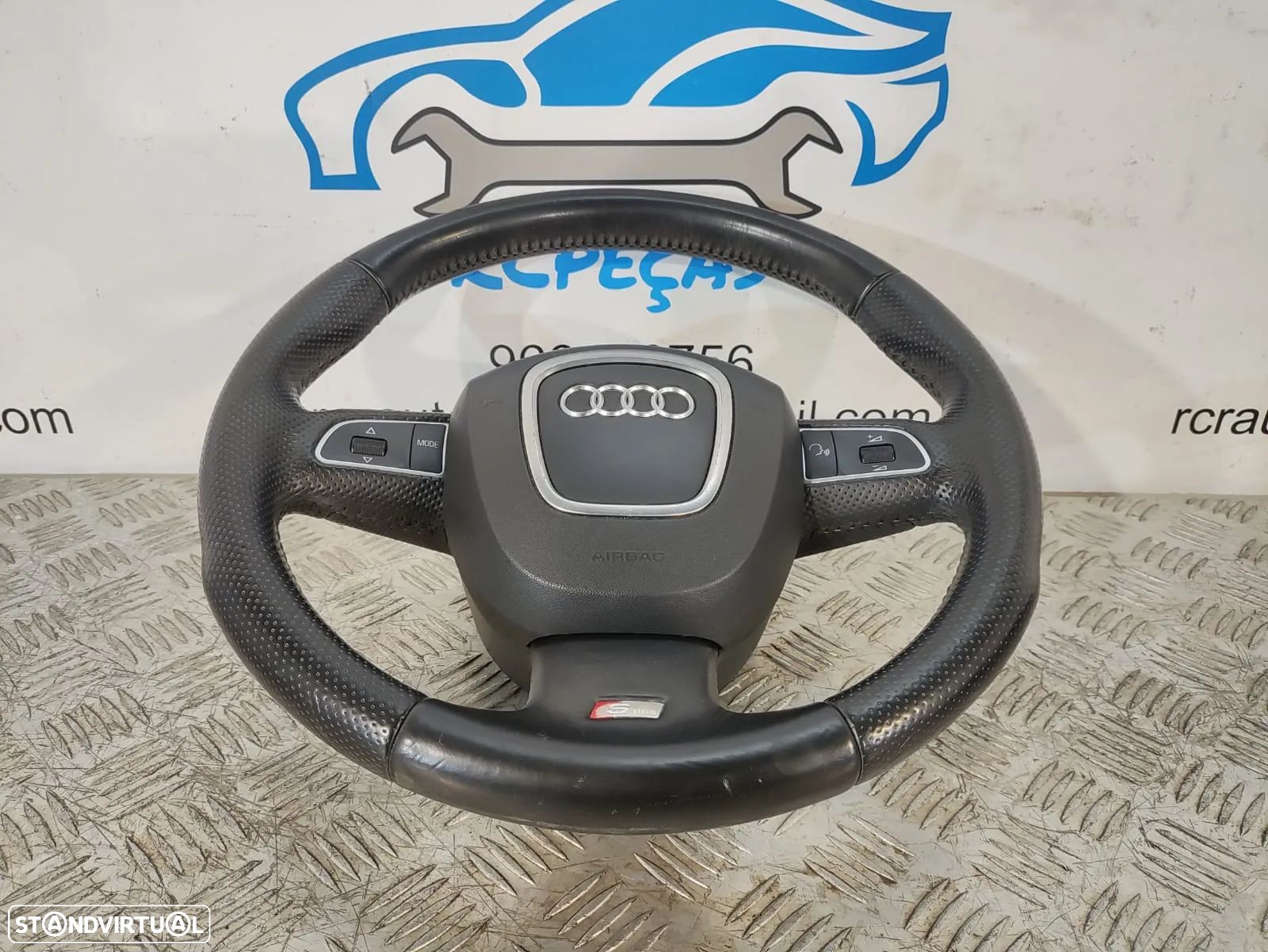 VOLANTE GUIADOR COMPLETO ORIGINAL AUDI A3 8P 8P1 A3 8PA SPORTBACK A4 B7 SLINE PELE PERFURADA AIRBAG COMANDOS MULTIFUNÇÕES - 1