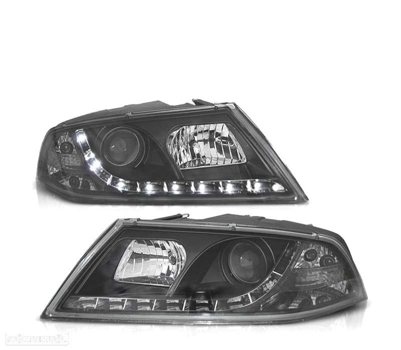 FARÓIS SKODA OCTAVIA 05-08 LUZ DIURNA LED FUNDO NEGRO - 1