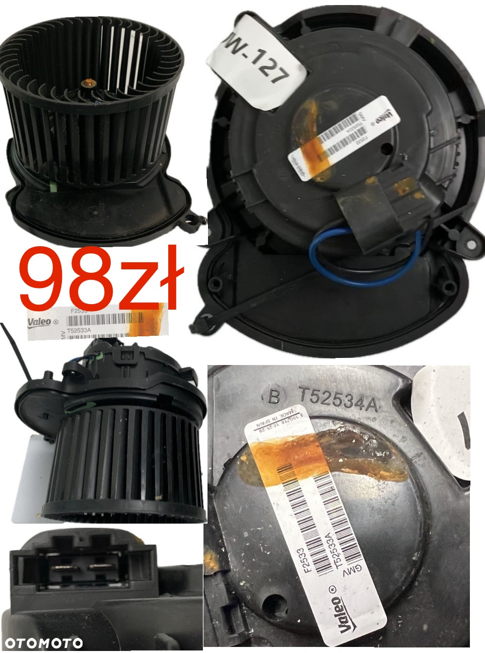 Wentylator dmuchawa nagrzewnicy Alfa Romeo Fiat Renault Clio IV Opel Meriva A 2003-2010r Mercedes C W203 2000-2007r VW UP! 2011-2023r Seat Mii 2011-2023r Skoda Citygo 2011-2023r Renault Megane IV 2016r-> Fiat 500 Jaguar XF X250 Audi A6 C6 - 7