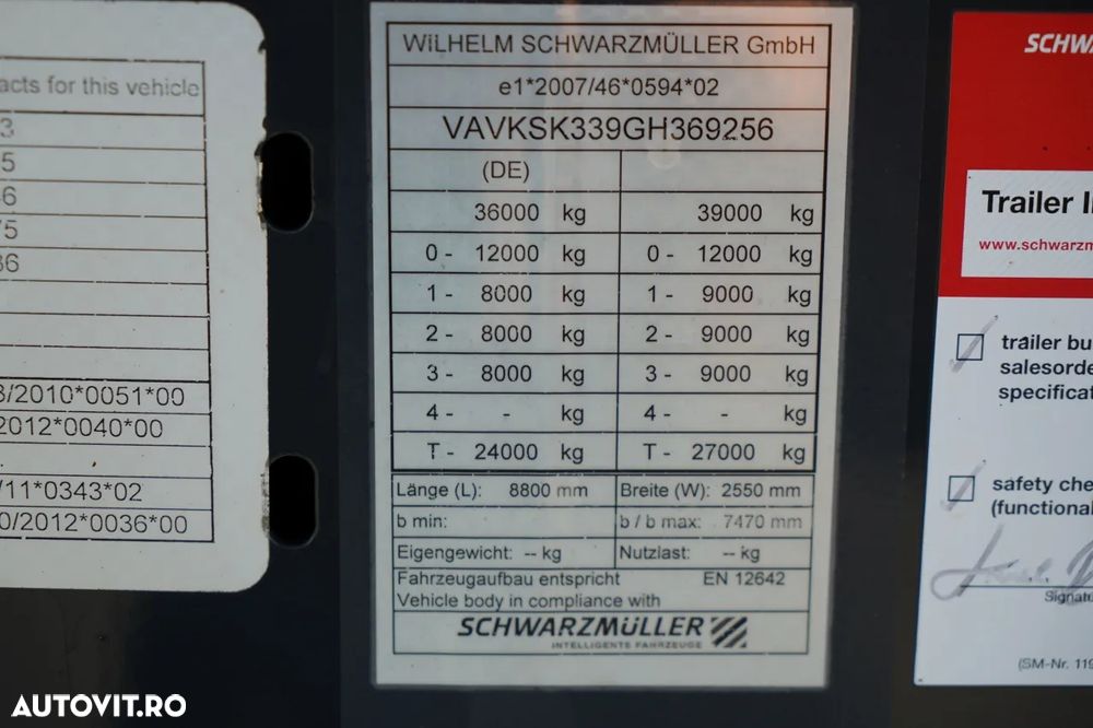 Schwarzmuller BASCĂLĂTOR TERMIC / PENTRU ASFALT / 25 m³ / BACĂLĂTOR / AXĂ RIDICATĂ / SAF / PRELATĂ ELECTRICĂ - 20