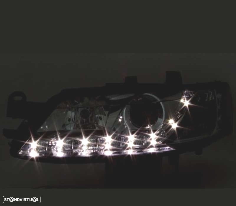 FARÓIS OPEL VECTRA B 99-02 LUZ DIURNA LED FUNDO NEGRO - 3