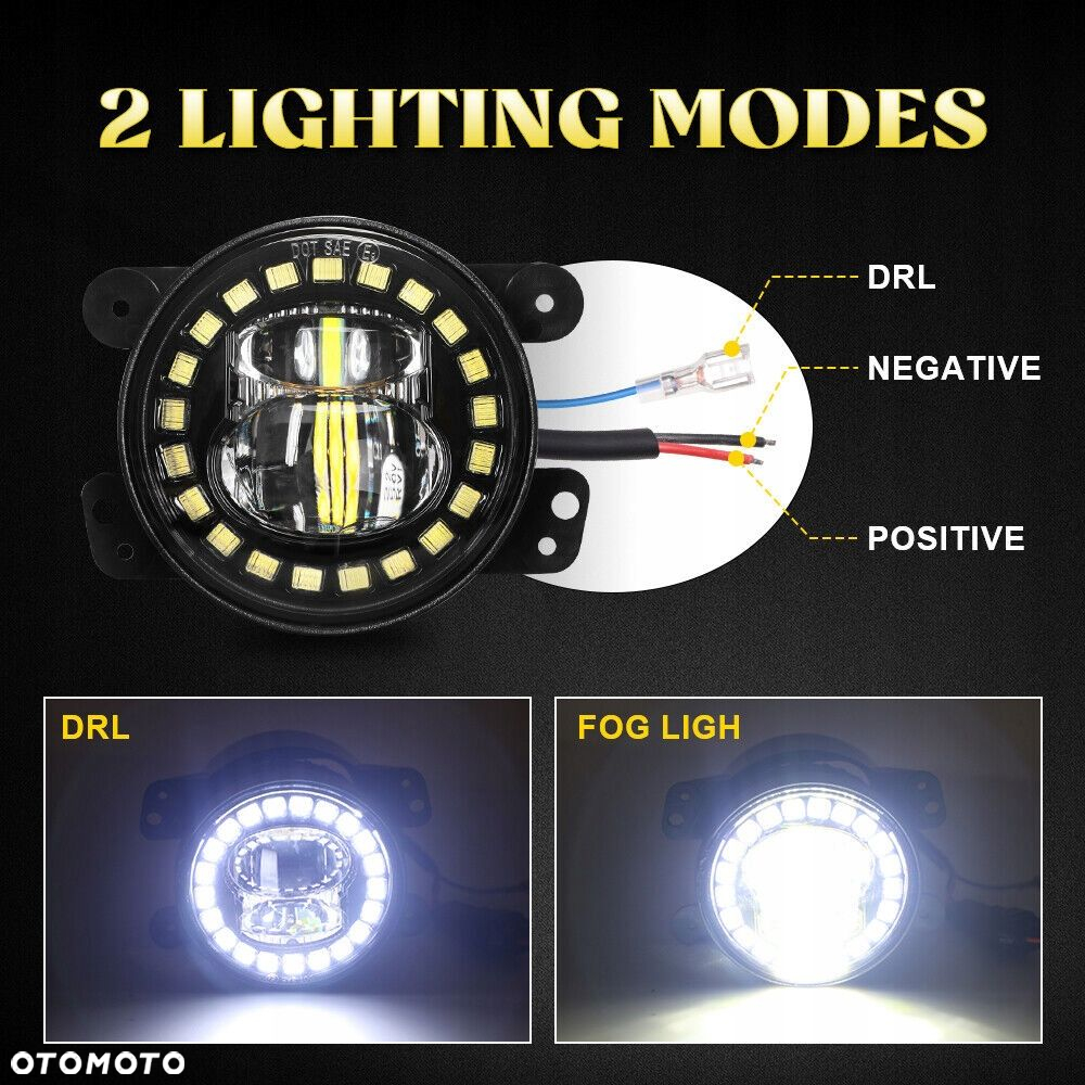 Lampy LED przeciwmgielne 4" cale z DRL do zderzaka Wrangler JL JK 2007 - 2