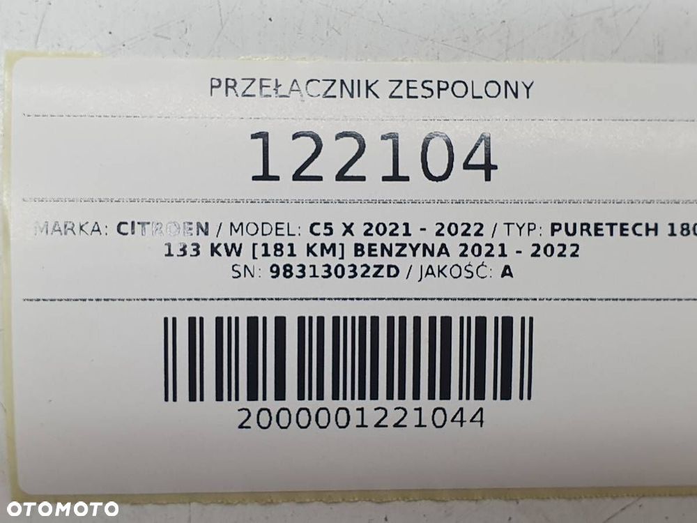 PRZEŁĄCZNIK ZESPOLONY TAŚMA MANETKI CITROEN C5 X 98313032ZD - 10