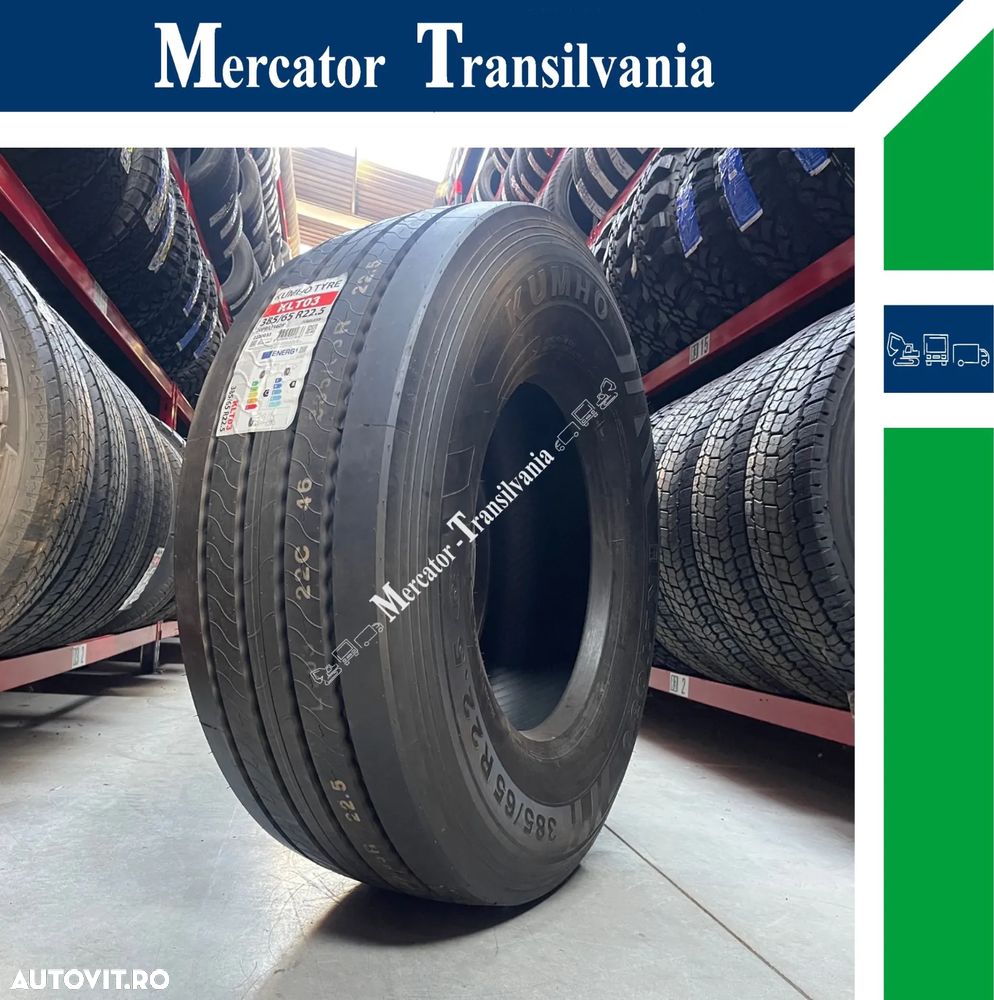 Anvelopa NOUA 385/65R22.5 Kumho KLT03, M+S*, Hybrid, Remorca, 160K/C/B/B 73dB - 1