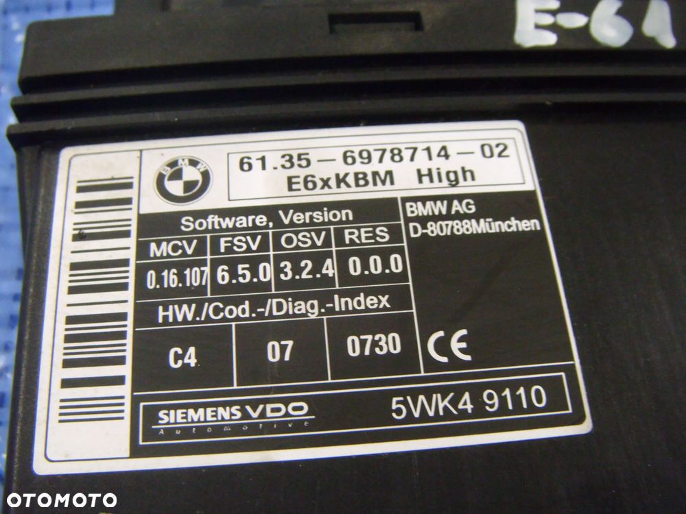 bmw e-61 05r moduł komfortu 6978714 - 2