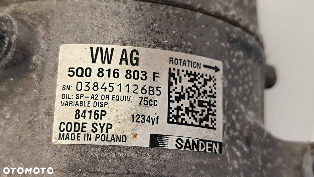 SPRĘŻARKA KLIMATYZACJI SKODA OCTAVIA III 5Q0816803F - 5