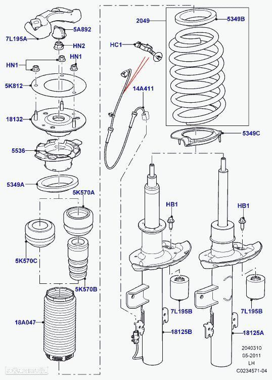 AMORTECEDOR TRASEIRO ESQUERDO LAND ROVER RANGE ROVER EVOQUE - 1